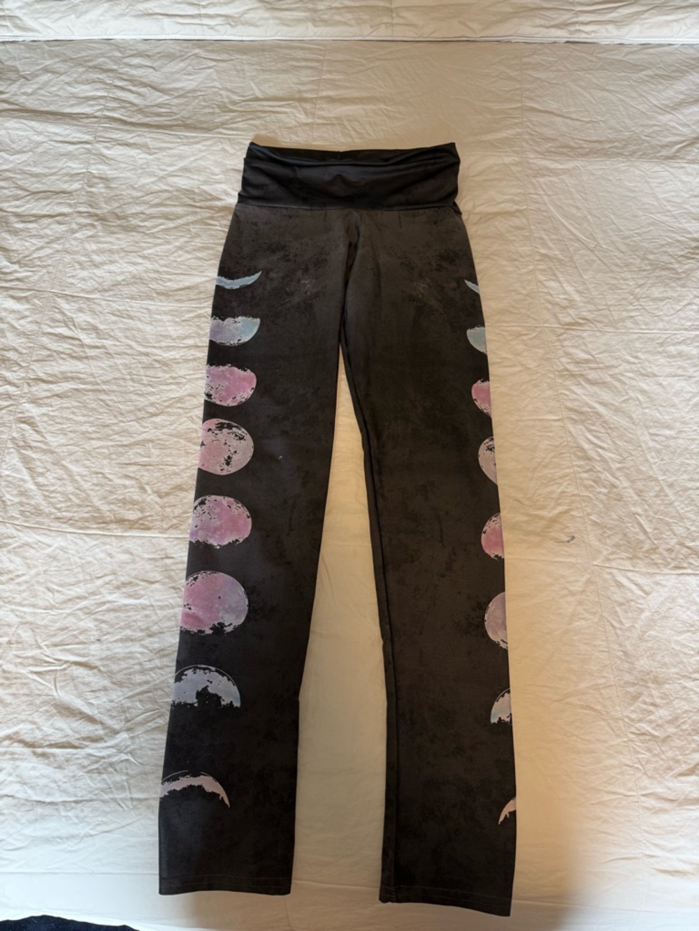 Black Moon Phase Leggings with Pink Accent